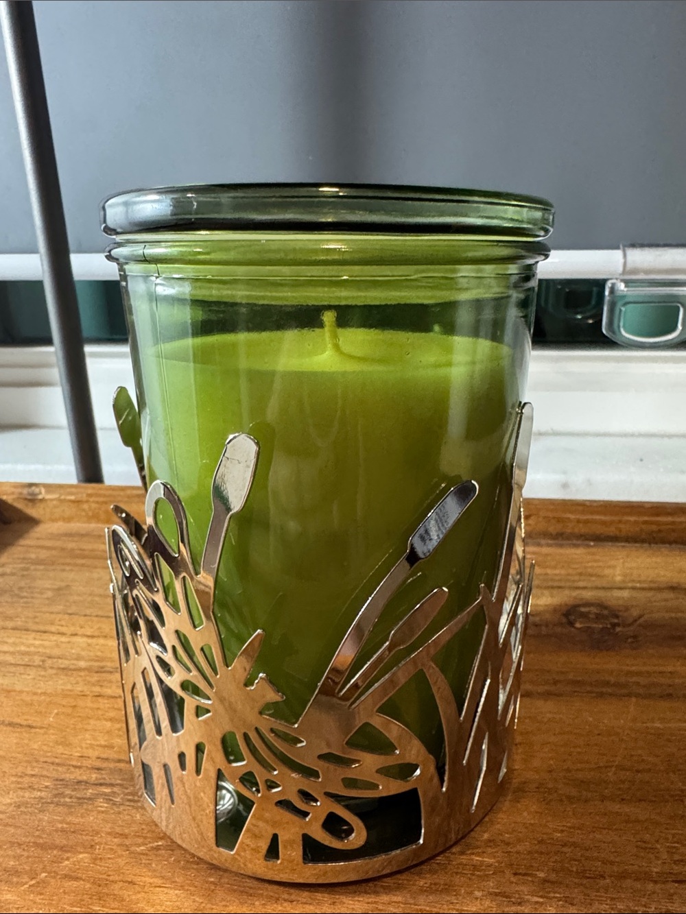 Silver Dragonfly and Cattail Jar Candle Sleeve - Picture 2 of 9